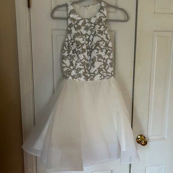 Glamour by Terani White Sequin Short Dress - Picture 1 of 6